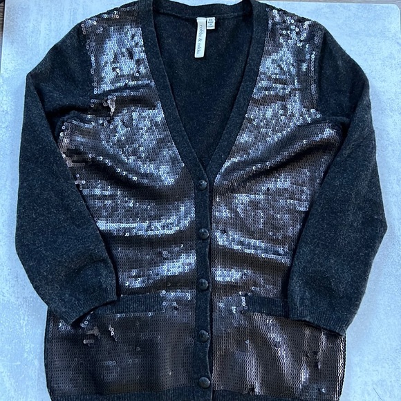 Robbi & Nikki cashmere sequin cardigan black dark gray sz XS - Picture 1 of 6